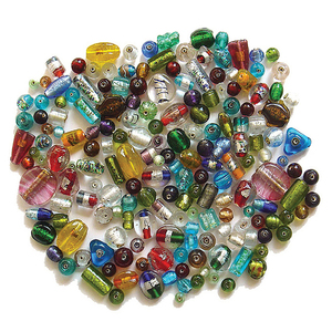 Perles en verre soufflé fantaisie à petit trou, en feuille d'argent, faites à la main en Inde, pour la fabrication de bijoux en cristal, collection en gros - Product Image 1