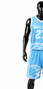 Ensemble de maillot de basket-ball pour femme White Stitch, bleu clair, 27, impression par transfert thermique, col rond, sans manches, respirant, spandex/nylon - Product Image 4