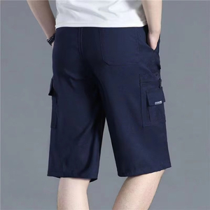 Summer Men's Canvas <b>Cargo</b> <b>Shorts</b> Mid Waist Elastic Breathable Eco-Friendly Anti-Wrinkle Knee Length 6 Pockets Casual - Product Image 2