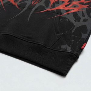 Sweat-shirt à capuche surdimensionné imprimé dragon rouge gothique, sweat-shirt en tricot noir pour homme, sweat-shirt en polaire grande taille pour homme - Product Image 5