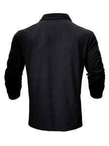 Polo à manches longues pour homme personnalisé OEM, broderie et impression de logo de haute qualité, décontracté, été, golf, noir, tricoté, boutonné - Product Image 3