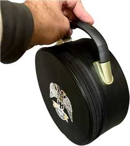 Genuine Leather Masonic Fez Case with Handle Durable Regalia Bag Professional Freemasonry Travel Box MFC-0016 - Product Image 3