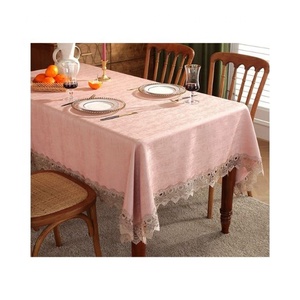 Cubierta de mesa de comedor rectangular de azafrán duradera lujosa de lujo personalizada al por mayor algodón orgánico certificado GOTS con borlas - Product Image 5