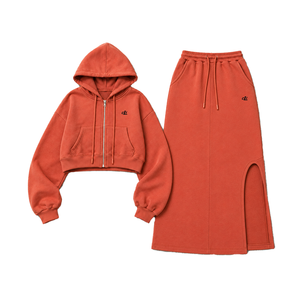 Manufacturer Custom Women's <b>Cropped</b> <b>Zip</b> <b>Up</b> <b>Hoodie</b> & High Waist Maxi Set Two-Piece Streetwear Premium Fleece Tracksuit Wholesale - Product Image 4