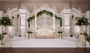 Boston Bollywood Style Wedding Stages Set Latest <b>Flower</b> Shaped Backdrop with LED <b>Lights</b> for Reception for Events USA - Product Image 5