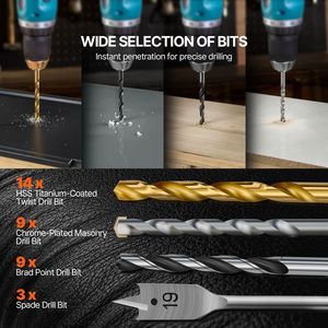 Set di 100 Punte per Trapano e Cacciavite Multiuso per Foratura e Avvitatura su Legno, Metallo e Cemento - Product Image 3