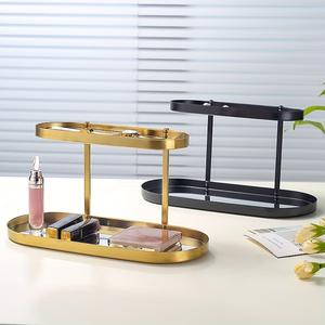 Organizador de tocador de dos niveles con bandejas con acabado de espejo, plataforma de almacenamiento elevada, estructura estable, expositor que ahorra espacio para joyas - Product Image 4