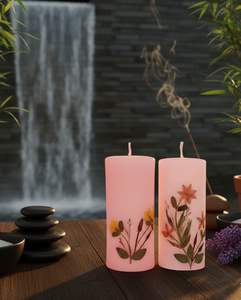 Juego de 2 Velas Decorativas de Cera de Soya y Parafina Hechas a Mano, Ecológicas, No Tóxicas, con Diseño Floral, para Halloween, Navidad, Pascua, Balcón - Product Image 1