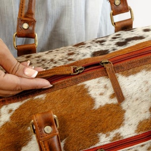 กระเป๋าเดินทางหนังวัววินเทจสำหรับผู้ชายและผู้หญิง - Product Image 5