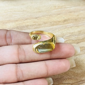 Modern Style Minimalist Signet Brass <b>Ring</b> For Women 18k Gold Plated Smooth Geometric Open <b>Statement</b> <b>Ring</b> Wholesale/OEM/ODM - Product Image 2