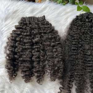 Venta al por mayor precio bajo doble dibujado no químico birmano rizado paquetes color natural 8-40 pulgadas extensiones de cabello rizado - Product Image 2