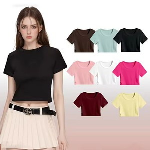 Camisetas Cortas Estampadas para Mujer, Peso de Tela Medio, Top Corto para Chicas Jóvenes y Mujeres, Diseño de Logotipo Personalizado de Marca de Verano, Camiseta Corta OEM - Product Image 1