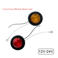 Kit de feux de position latéraux LED ronds de 2 pouces rouge ambre pour remorque avec passe-câble