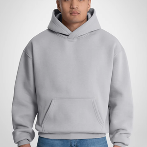 Sweat à capuche surdimensionné de haute qualité 350 g/m², personnalisable avec logo, unisexe, noir, épais, pour hommes - Product Image 1