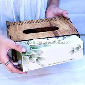 ที่จัดผ้าเช็ดปากทำจากไม้ที่มีชีวิตชีวามีลวดลายด้านบนตัวหนาเหมาะสำหรับตกแต่งโต๊ะหรือที่วางโชว์โต๊ะกาแฟ - Product Image 6