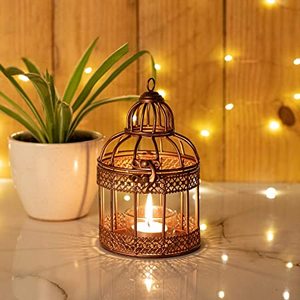 Vintage Decorative Birdcage Candle Holder Retro Bronze Iron <b>Tealight</b> <b>Lantern</b> for Garden Patio Indoor Living Room Gift Ornament - Product Image 1