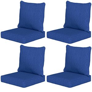 8 Cojines Azul Marino para Sillas de Patio con Asiento y Respaldo, Resistentes a la Decoloración, Almohadas para Exteriores y Juego de Cojines de Repuesto para Asiento - Product Image 1