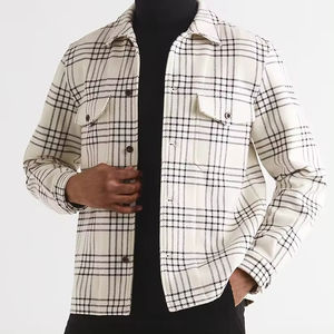 Veste de travail à manches longues pour homme sur mesure OEM, chemise en flanelle, chemise décontractée avec 2 poches poitrine, logo personnalisé, veste classique - Product Image 1