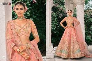 Embroidered Bridesmaid <b>Lehenga</b> Set Floral Woven Georgette Blouse Dupatta Wedding Festival Ethnic Wear - Product Image 2