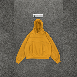 Sweat à capuche oversize jaune moutarde PREMIUM pour homme – Style streetwear moderne, coupe confortable, en molleton, couleur unie, avec poches, coupe régulière - Product Image 5