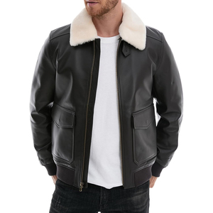 Premium <b>Men</b> Leather <b>Fur</b> <b>Jacket</b> Luxury Winter Coat High Quality Soft Lining Unique Color Custom Logo Wholesale Export Supplier - Product Image 1
