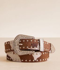 Ceinture en cuir de vache imprimé animal, boucle en acier avec strass argentés, style vintage, durable, largeur 3,5 cm, longueur 125 cm, FAZMAX - Product Image 4