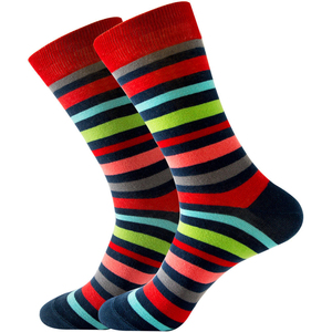 Wholesale Socks Men's Crew Socks Striped Colorful Breathable Knitted Daily Wear Spring Style - Product Image 1