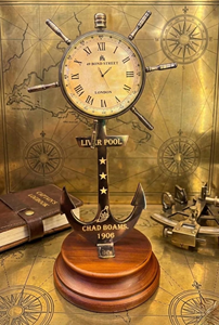 UNICORN HANDICRAFTS Vintage Nautical Anchor Clock <b>Ship</b> <b>Wheel</b> Design Wooden Base Mechanical Movement Durable Portable Metal - Product Image 6