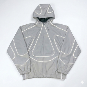 Chaqueta Deportiva Unisex sin Cuello con Capucha, Cortavientos, Impermeable, con Cierre de Cremallera, Color Gris Sólido, para Otoño, Corte Regular - Product Image 4
