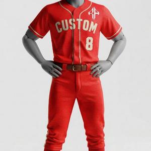 Ensemble d'uniformes de baseball avec logo blanc, manches courtes, col rond pour homme, 100% polyester, coupe régulière, fermeture à boutons par RIVIAN ATLANTIC - Product Image 1