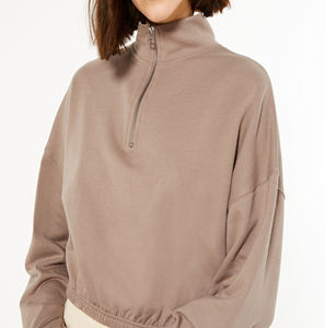 Top corto personalizable con cremallera completa, suéter largo con capucha para mujer, sudadera con Capucha de punto holgada informal de otoño personalizada de gran tamaño - Product Image 6