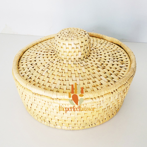 Cesta de Almacenamiento Biodegradable de Hierba Moonj Natural, Mini Cesta con Tapa y Asa, Ecológica - Product Image 5