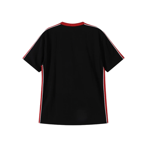 T-shirt décontracté rouge pour femme avec col contrastant noir, manches raglan en coton, col rond, manches courtes, coupe décontractée, logo personnalisé, OEM ODM - Product Image 5