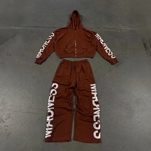 Ensemble sweat à capuche et pantalon ample brodé de strass, style streetwear, personnalisable avec nom de marque, service OEM, séchage rapide - Product Image 4