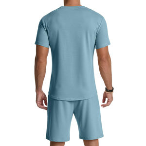 Nouvel Arrivage – Ensemble de Survêtement Décontracté d'Été pour Homme, Coupe Slim, Manches Courtes, Respirant, Col Rond, Idéal pour les Promenades Matinales - Product Image 2