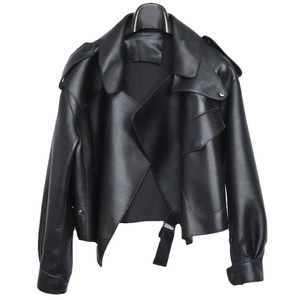Chaqueta de cuero para mujer, moderna, de piel de cordero auténtica, estilo vintage, chaqueta de cuero genuino de vaca para mujer, transpirable - Product Image 2