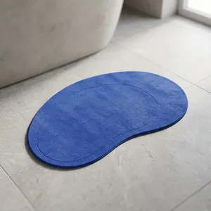 Alfombra de Baño Moderna Azul con Forma Novedosa, Base Antideslizante de Goma, Poliéster con Pelo Corto para Baño - Product Image 6