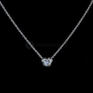 Elegant 1.0 Ct Lab Grown Diamond Bezel Set <b>Pendant</b> <b>Solid</b> <b>Gold</b> Sparkling Jewelry Necklaces Women Wholesale OEM Indian Factory - Product Image 1
