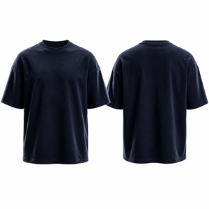 เสื้อยืดคอกลมแขนสั้นทรงโอเวอร์ไซส์สำหรับผู้ชาย สีพื้น ผ้าเจอร์ซีย์ถัก 100% ผ้าฝ้าย ดีไซน์เรียบง่าย ความยาวปกติ - Product Image 1