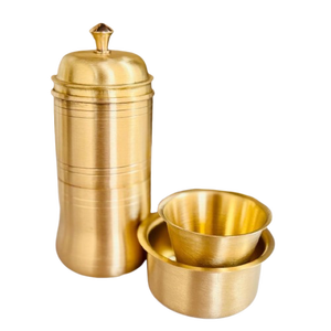 Premium Pure Brass Dabara Set Handcrafted Traditional <b>Filter</b> <b>Coffee</b> Tumbler And Saucer Vintage Golden Finish For Home & Kitchen - Product Image 6