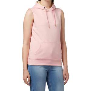 Women's <b>Sleeveless</b> <b>Hoodie</b> Pullover Hooded Sweatshirt Solid Color Kangaroo Pocket Casual Gym Top - Product Image 3