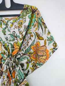 Vestido Kaftán Ligero de Algodón con Estampado Floral para Mujer, Ropa Informal Boho, Atuendo Diario Cómodo - Product Image 3