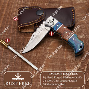 Couteau pliant multi-usage en acier inoxydable forgé à la main, motif Damas, anti-rouille à vie, utilitaire EDC, extérieur, OEM ODM - Product Image 6