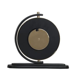 Horloge de bureau en laiton, forme circulaire, mouvement électronique à quartz, affichage tactile par aiguilles, design traditionnel, silencieuse, sans tic-tac - Product Image 2