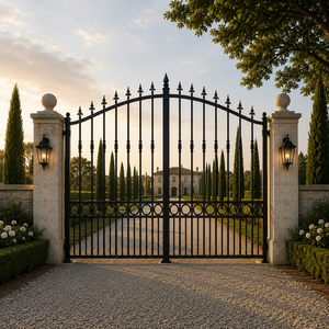 Puerta Doble Abatible de Hierro Forjado Tradicional, 5000 mm de Ancho, 3000 mm de Alto, con Recubrimiento en Polvo, Control Manual, Exterior Resistente, Marca KHP - Product Image 6