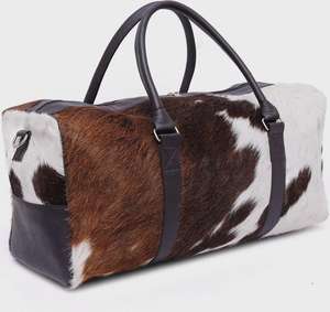 Sac de voyage en cuir véritable à poils, avec fermeture éclair, design tendance, grande capacité, sac de week-end LHDB-0087 - Product Image 3