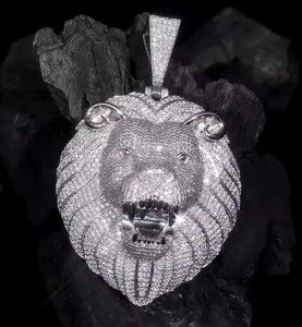 Colgante Unisex Iced Out de Plata 925 Bañada en Plata con Diseño de Moissanita Engastada en Bisel y Piedras Brillantes, Estilo Hip Hop para Fiesta, HP-74 - Product Image 2