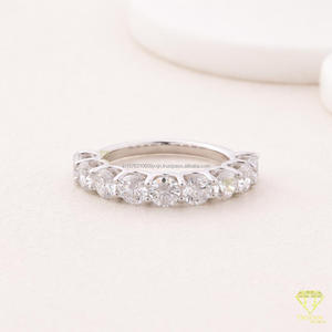 Half Eternity Moissanite Diamond Wedding <b>Band</b> <b>Ring</b> in 925 Sterling <b>Silver</b> Round Cut Stackable Fine Jewelry Gift - Product Image 3