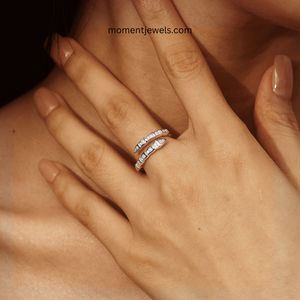 Silver Moissanite Snake Ring Open Band Claw Setting Light Luxury Jewelry for Wedding Gift Party - Product Image 2