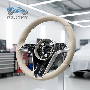 Volant en cuir véritable pour <span class=keywords><strong>Audi</strong></span> Tt Mk2 A6L C8 4K A7 A8 Q7 <span class=keywords><strong>Q8</strong></span> - Volant à rayons cousu <span class=keywords><strong>beige</strong></span> - Product Image 2